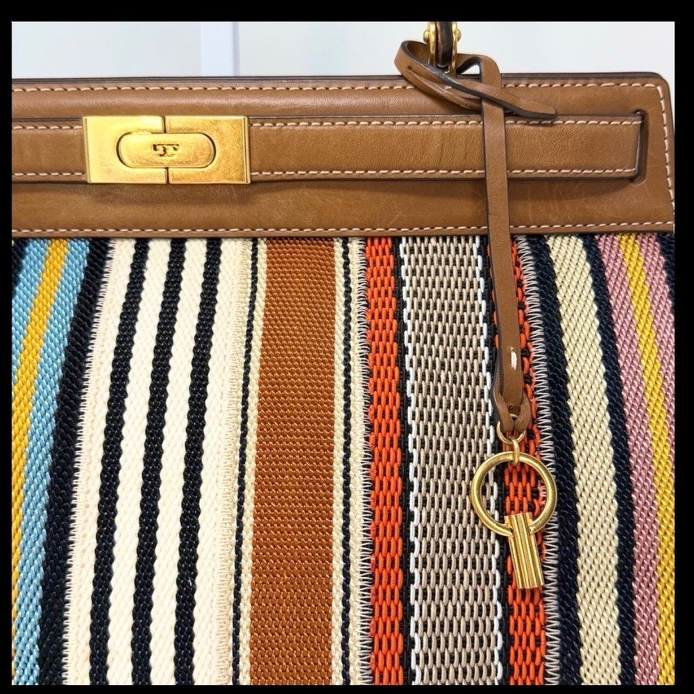 Tory Burch Lee Radziwill Patchwork Webbing & Leather Bag - Picture 4 of 17